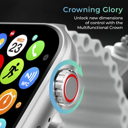 beatxp Marv Ultra 2.01 HD Bluetooth Calling Smart Watch, Metal Body, Rotary Crown, 500 Nits, Health Tracking, Wireless Charging (Ice Silver) - Unboxify