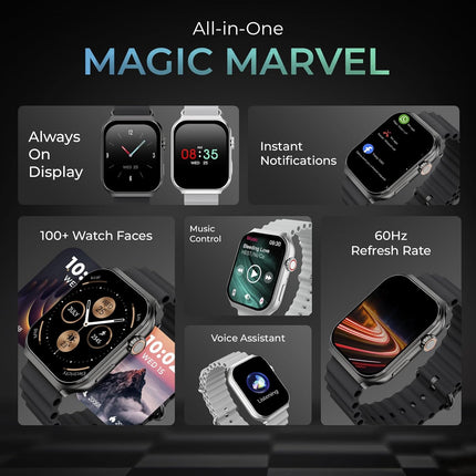 beatxp Marv Ultra 2.01 HD Bluetooth Calling Smart Watch, Metal Body, Rotary Crown, 500 Nits, Health Tracking, Wireless Charging (Ice Silver) - Unboxify