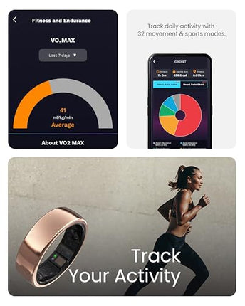 aaboRing, Health & Fitness Tracker Smart Ring, Advance Sleep Monitoring, Stress & Activity Tracking, Titanium, IP68 Waterproof (US Size No 13, Wireless Stellar Silver) - Unboxify