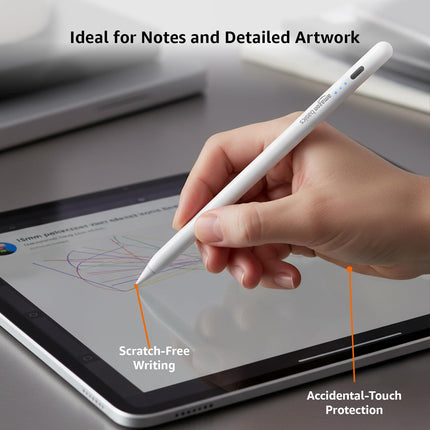 Amazon Basics Upgraded 2nd Gen Stylus Pen | Only for iPad 2018-2025 Air 3/4/5/M2/M3, mini 5/6, 6/7/8/9/10/11, Pro 11", 12.9" & M4 | White - Unboxify
