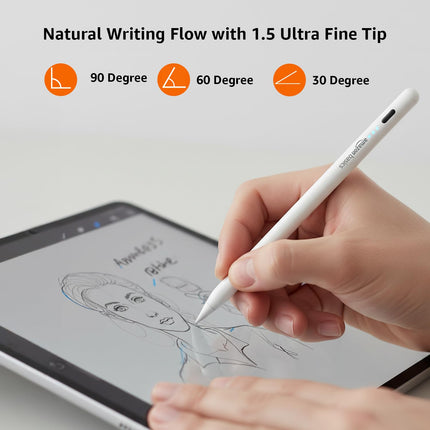 Amazon Basics Upgraded 2nd Gen Stylus Pen | Only for iPad 2018-2025 Air 3/4/5/M2/M3, mini 5/6, 6/7/8/9/10/11, Pro 11", 12.9" & M4 | White - Unboxify