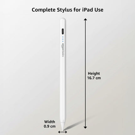 Amazon Basics Upgraded 2nd Gen Stylus Pen | Only for iPad 2018-2025 Air 3/4/5/M2/M3, mini 5/6, 6/7/8/9/10/11, Pro 11", 12.9" & M4 | White - Unboxify