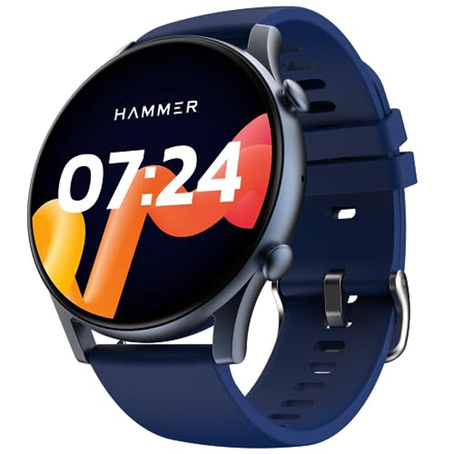 HAMMER Glide 1.43" AMOLED Round Dial Smart Watch with Calling Function, Premium Metallic Build, Always on Display, Multiple Sports Modes (Electric Blue) - Unboxify