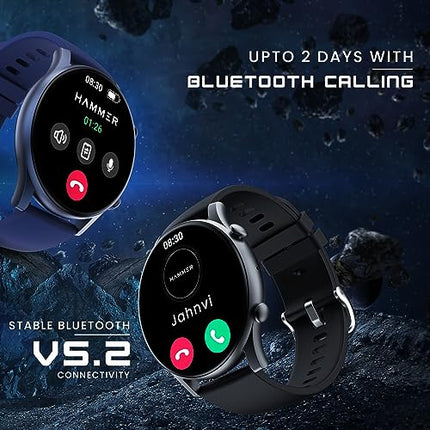 HAMMER Glide 1.43" AMOLED Round Dial Smart Watch with Calling Function, Premium Metallic Build, Always on Display, Multiple Sports Modes (Electric Blue) - Unboxify