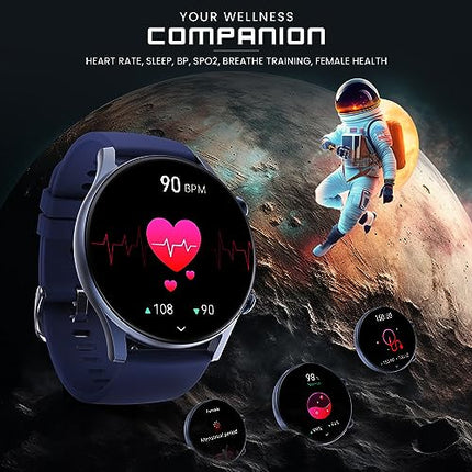 HAMMER Glide 1.43" AMOLED Round Dial Smart Watch with Calling Function, Premium Metallic Build, Always on Display, Multiple Sports Modes (Electric Blue) - Unboxify
