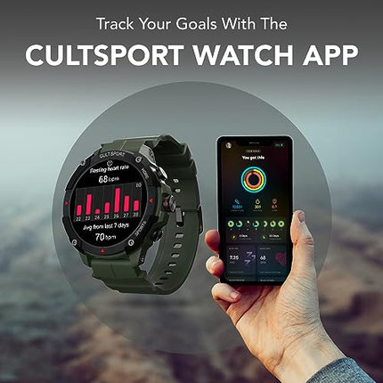 CULTSPORT Ranger XR 1.43" AMOLED Smartwatch,Outdoor Rugged Smartwatch for Men, 850 NITS, Always On Display, Bluetooth Calling, 420mAh Battery, Sports Recognition, Health Tracking, Round Digital Watch - Unboxify
