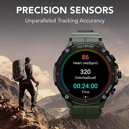 CULTSPORT Ranger XR 1.43" AMOLED Smartwatch,Outdoor Rugged Smartwatch for Men, 850 NITS, Always On Display, Bluetooth Calling, 420mAh Battery, Sports Recognition, Health Tracking, Round Digital Watch - Unboxify