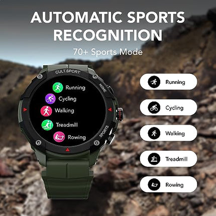 CULTSPORT Ranger XR 1.43" AMOLED Smartwatch,Outdoor Rugged Smartwatch for Men, 850 NITS, Always On Display, Bluetooth Calling, 420mAh Battery, Sports Recognition, Health Tracking, Round Digital Watch - Unboxify