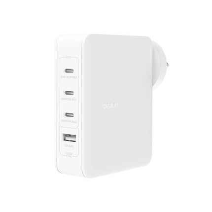Belkin 140W 4-Port GaN Wall Charger | Travel Plug USB -C PD Fast Charge | Compatible for iPhone 17, Samsung Galaxy, Google Pixel, Ipad, MacBook, Tablet, HP, Dell, Lenovo | 2 Years Warranty, White - Unboxify