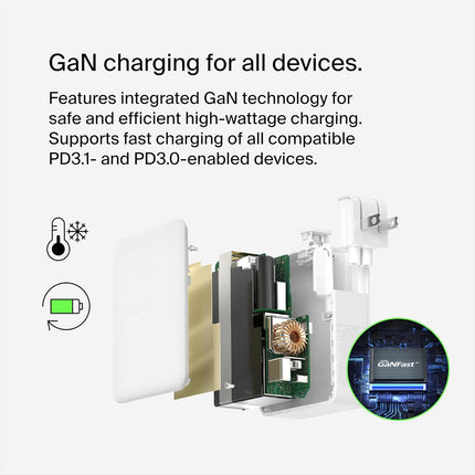 Belkin 140W 4-Port GaN Wall Charger | Travel Plug USB -C PD Fast Charge | Compatible for iPhone 17, Samsung Galaxy, Google Pixel, Ipad, MacBook, Tablet, HP, Dell, Lenovo | 2 Years Warranty, White - Unboxify
