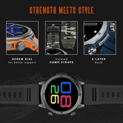 Noise Endeavour Rugged Design 1.46" AMOLED Display Smart Watch, BT Calling, SoS Feature, Rapid Health & 100+ Sports Modes- (Black) - Unboxify