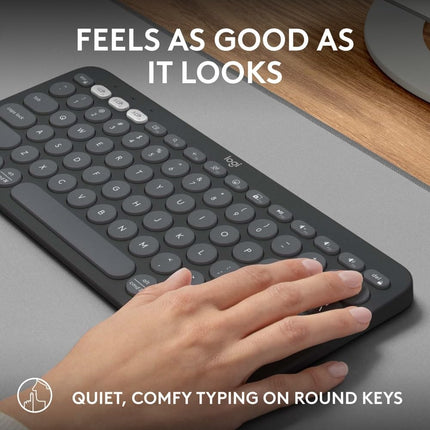 Logitech Pebble Keys 2 K380s, Multi-Device Bluetooth Wireless Keyboard with Customisable Shortcuts, Slim and Portable, Easy-Switch for Windows, macOS, iPadOS, Android, Chrome OS