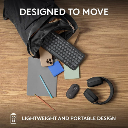 Logitech Pebble Keys 2 K380s, Multi-Device Bluetooth Wireless Keyboard with Customisable Shortcuts, Slim and Portable, Easy-Switch for Windows, macOS, iPadOS, Android, Chrome OS