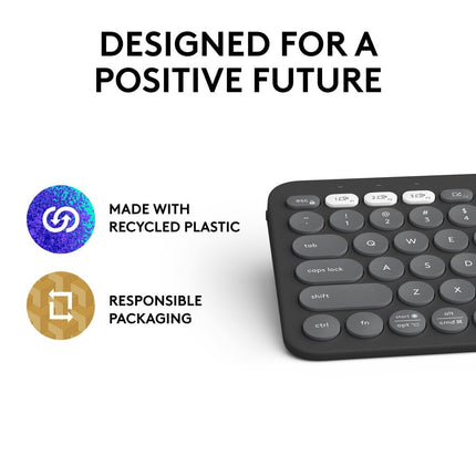 Logitech Pebble Keys 2 K380s, Multi-Device Bluetooth Wireless Keyboard with Customisable Shortcuts, Slim and Portable, Easy-Switch for Windows, macOS, iPadOS, Android, Chrome OS