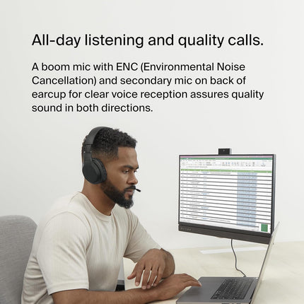 Belkin Soundform Adapt Wireless Over Ear Headset, Headphones for Work, Play, Gaming, & Travel W/Built-in Boom Microphone, 45H Battery Life - Compatible with iPhone, Ipad, Galaxy, and More - Black - Unboxify