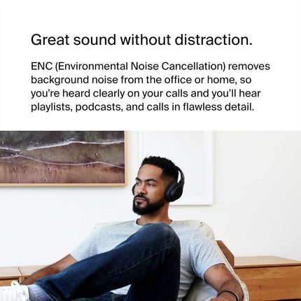 Belkin Soundform Adapt Wireless Over Ear Headset, Headphones for Work, Play, Gaming, & Travel W/Built-in Boom Microphone, 45H Battery Life - Compatible with iPhone, Ipad, Galaxy, and More - Black - Unboxify