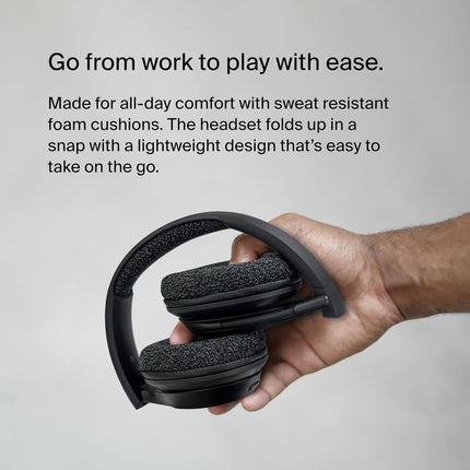 Belkin Soundform Adapt Wireless Over Ear Headset, Headphones for Work, Play, Gaming, & Travel W/Built-in Boom Microphone, 45H Battery Life - Compatible with iPhone, Ipad, Galaxy, and More - Black - Unboxify