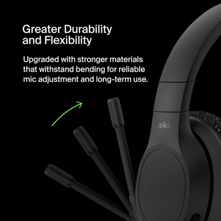 Belkin Soundform Adapt Wireless Over Ear Headset, Headphones for Work, Play, Gaming, & Travel W/Built-in Boom Microphone, 45H Battery Life - Compatible with iPhone, Ipad, Galaxy, and More - Black - Unboxify