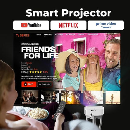 ZEBRONICS PIXAPLAY 28 1080P FHD, 508 cm Screen, Dolby, Smart Projector, 18000 Lumens, Auto Focus, Auto Keystone, HDMI (ARC), Miracast, Dual Band, 30,000 Hour Lamp Life - Unboxify