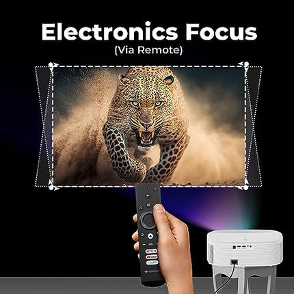 ZEBRONICS PIXAPLAY 28 1080P FHD, 508 cm Screen, Dolby, Smart Projector, 18000 Lumens, Auto Focus, Auto Keystone, HDMI (ARC), Miracast, Dual Band, 30,000 Hour Lamp Life - Unboxify