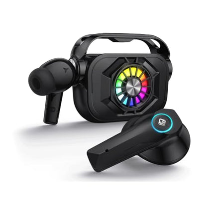 Cosmic Byte CosmoBuds X50 True Wireless Earbuds (TWS), BT 5.3, 40ms Latency GOD Mode™, Music Mode, RGB, 40Hrs, ENC, DNS Quad Mics, IPX5, Voice Assistant (Black) - Unboxify