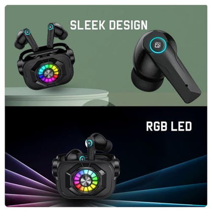 Cosmic Byte CosmoBuds X50 True Wireless Earbuds (TWS), BT 5.3, 40ms Latency GOD Mode™, Music Mode, RGB, 40Hrs, ENC, DNS Quad Mics, IPX5, Voice Assistant (Black) - Unboxify