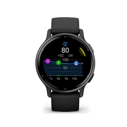 Garmin Vivoactive 5, Health and Fitness GPS Smartwatch, AMOLED Display, Up to 11 Days of Battery |Slate Aluminum Bezel with Black Case and Silicone Band