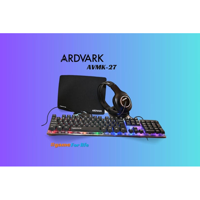 ARDVARK AVMK-27, 4 in 1 Combo | Gaming Keyboard and Mouse Combo, RGB Backlit Wired Gaming Mouse and Keyboard, Mouse pad, Gaming Headset, Gamer 4 in 1 Bundle for PC PS4 PS5 and Xbox.