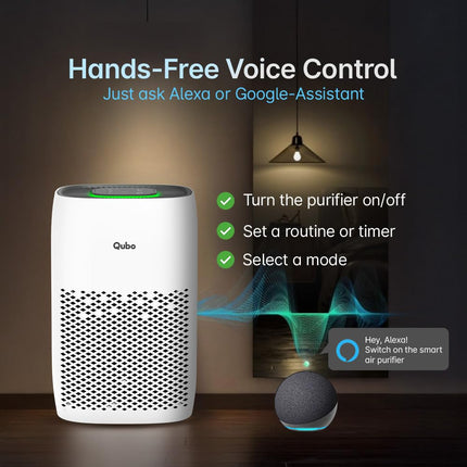 Qubo Smart Air Purifier Q200 for Home by Hero Group | Upto 200 Sq Ft | 99.99% Allergen Removal | HEPA H13 | 9000 Hrs Filter Life | App & Voice Control | Energy Saving | Ultra-Quiet BLDC Motor - Unboxify