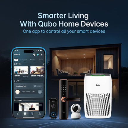 Qubo Smart Air Purifier Q200 for Home by Hero Group | Upto 200 Sq Ft | 99.99% Allergen Removal | HEPA H13 | 9000 Hrs Filter Life | App & Voice Control | Energy Saving | Ultra-Quiet BLDC Motor - Unboxify