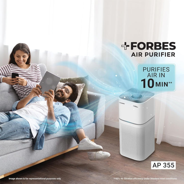 Eureka Forbes Air Purifier 355 With True Hepa H13 Filter & Surround 360° Air Technology|Removes 99.97% Dust & Particulate Matter|4-Stage Purification In 10 Mins|Covers 480 Sq. Ft.|Convenient,White - Unboxify