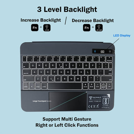Magic Style Keyboard Case for iPad 10th Gen 10.9 inch 2022, New iPad 11th Gen (A16,2025) with 3 Level Brightness Backlit, All Gesture Touchpad, Floating Cantilever Design, LED Display, Magnetic Cover