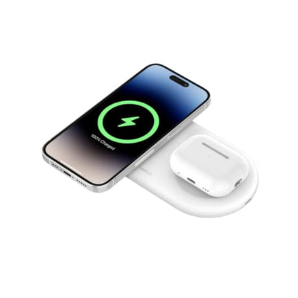 Belkin Magsafe 2-in-1 Wireless Charging Pad Qi2 15W| Additional USB-C Port | Fast Charging Station for iPhone 16, 15, & 14 Series, AirPods, and More