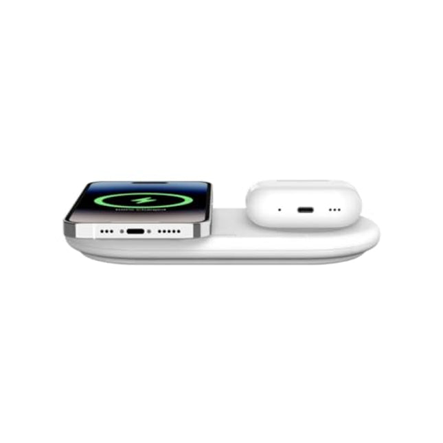 Belkin Magsafe 2-in-1 Wireless Charging Pad Qi2 15W| Additional USB-C Port | Fast Charging Station for iPhone 16, 15, & 14 Series, AirPods, and More