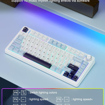 Aula F75 75% Wireless Mechanical Keyboard | Hot Swappable | Pre-lubed Linear Switches | RGB Backlit | 2.4GHz/Type-C/Bluetooth Gaming Keyboard (Reaper Switch)