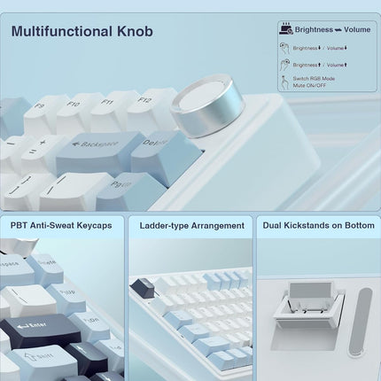 Aula F75 75% Wireless Mechanical Keyboard | Hot Swappable | Pre-lubed Linear Switches | RGB Backlit | 2.4GHz/Type-C/Bluetooth Gaming Keyboard (Reaper Switch)