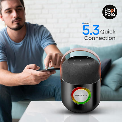 HAPIPOLA Bluetooth Speaker Aqua Pulse | Immersive Audio 100W Speaker | Good Bass | Portable | Type c Charging | Built in mic | dustproof | Handfree Calling | RGB Lights
