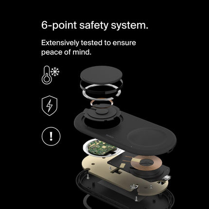 Belkin Magsafe 3-in-1 Wireless Charging Pad Qi2 15W + Additional USB-C Port - MagSafe-Compatible, Charging Station for iPhone 16, 15, & 14 Series, AirPods, Apple Watch and More - Black