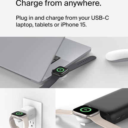 Belkin Magsafe 3-in-1 Wireless Charging Pad Qi2 15W + Additional USB-C Port - MagSafe-Compatible, Charging Station for iPhone 16, 15, & 14 Series, AirPods, Apple Watch and More - Black
