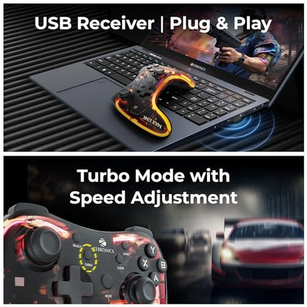 ZEBRONICS MAX LINK Wireless Gamepad, Dual motors Haptic feedback, Built-in rechargeable battery, RGB light, Plug & play, Supports (Windows | Android) - Unboxify