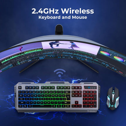 ZEBRONICS Transformer PRO Gaming Wireless Keyboard & Mouse Combo with 2.4GHz, Aluminum Body, Built in Battery, Multicolor LED Modes, Type C, Double Shot Keycaps, up to 4000 DPI - Unboxify