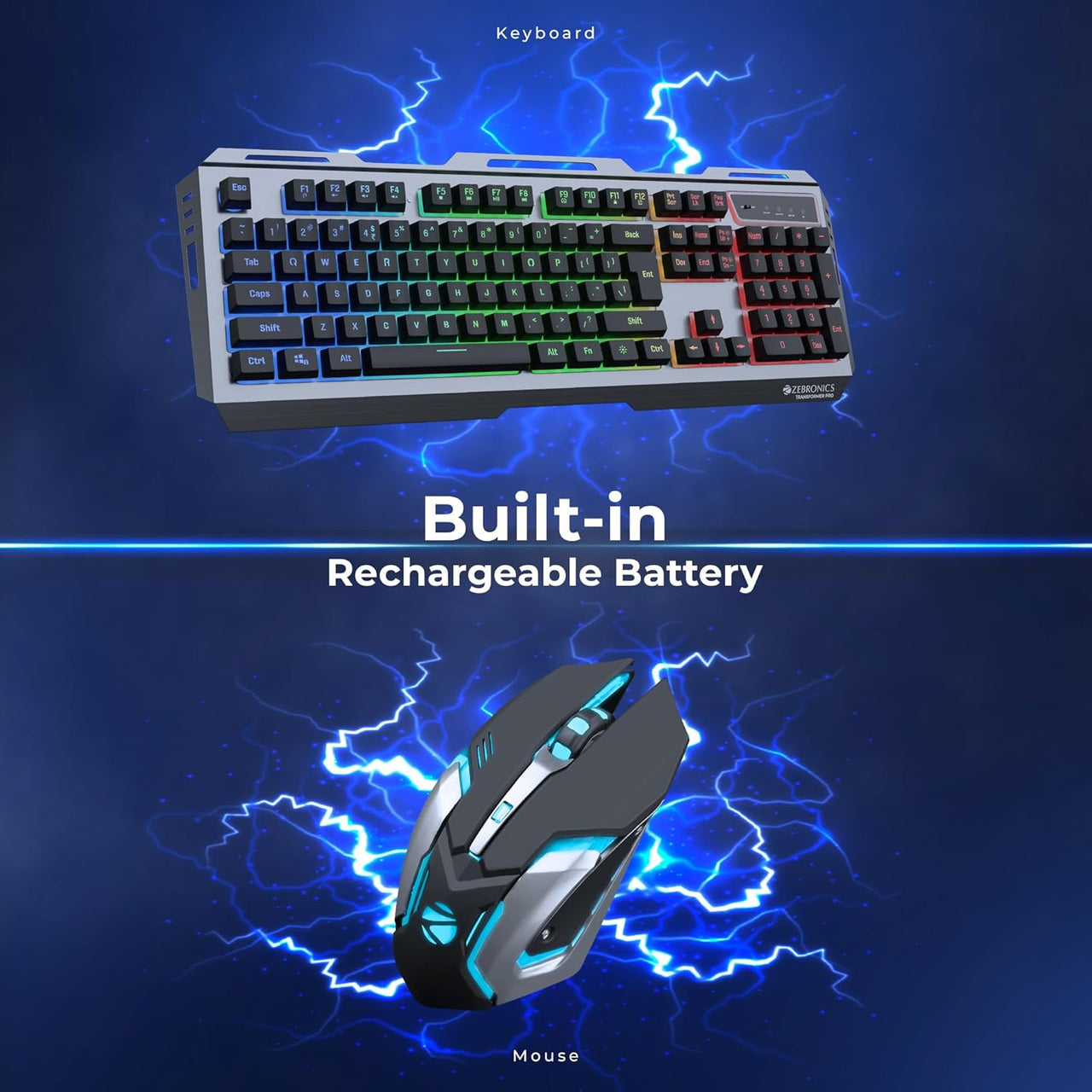 ZEBRONICS Transformer PRO Gaming Wireless Keyboard (Without Mouse & Re ...