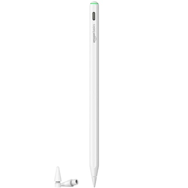 Amazon Basics Stylus Pen for iPad with Magnetic Wireless Charging, Palm Rejection, Apple Pencil Compatible with iPad Pro 11 in 1/2/3/4, iPad Pro 12.9 in 3/4/5/6, iPad Air 4/5, iPad mini 6 (White) - Unboxify