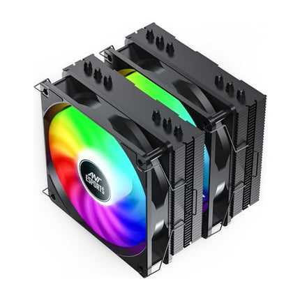 Ant Esports ICE C621 CPU Cooler/CPU Fan with ARGB LED PWM Dual Fans - Black | All Black, Direct Contact Technology & 4 Heat Pipes | Support Intel LGA 1700 / 115X / 1200/1366 & AMD AM5 / AM4 - Unboxify