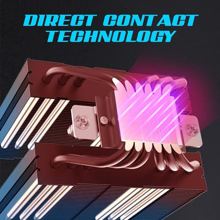 Ant Esports ICE C621 CPU Cooler/CPU Fan with ARGB LED PWM Dual Fans - Black | All Black, Direct Contact Technology & 4 Heat Pipes | Support Intel LGA 1700 / 115X / 1200/1366 & AMD AM5 / AM4 - Unboxify