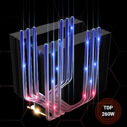 Ant Esports ICE C621 CPU Cooler/CPU Fan with ARGB LED PWM Dual Fans - Black | All Black, Direct Contact Technology & 4 Heat Pipes | Support Intel LGA 1700 / 115X / 1200/1366 & AMD AM5 / AM4 - Unboxify