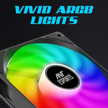 Ant Esports ICE C621 CPU Cooler/CPU Fan with ARGB LED PWM Dual Fans - Black | All Black, Direct Contact Technology & 4 Heat Pipes | Support Intel LGA 1700 / 115X / 1200/1366 & AMD AM5 / AM4 - Unboxify