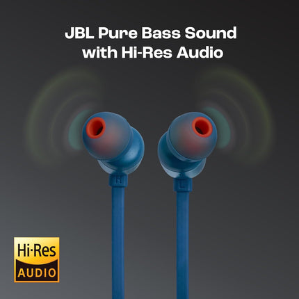 JBL Tune 310 Wired in Ear Type C Headphones, Hi-Res Audio with Digital-to-Analog Converter, 3-Button EQ Preset Remote with Microphone, Tangle-Free Flat Cable, Compatible with USB-C Devices (Blue)