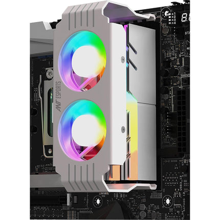 Ant Esports MMR50 RAM Cooler/Radiator Aluminum Heatsink with Dual 50mm 4-Pin PWM & 5V 3-Pin Addressable RGB Cooling Fans for 4 RAM sticks (White) - Unboxify