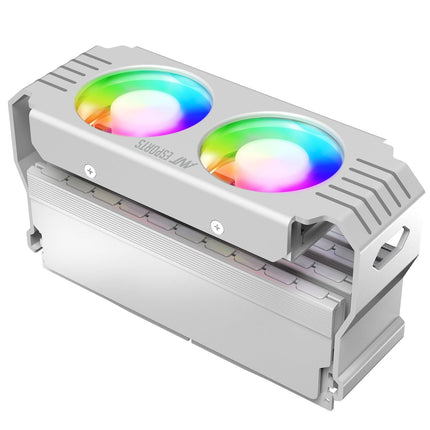 Ant Esports MMR50 RAM Cooler/Radiator Aluminum Heatsink with Dual 50mm 4-Pin PWM & 5V 3-Pin Addressable RGB Cooling Fans for 4 RAM sticks (White) - Unboxify